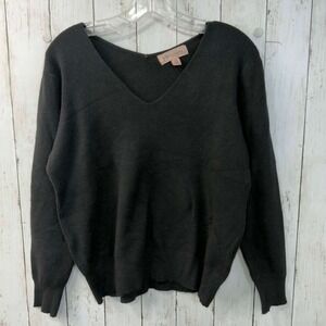 Philosophy Republic Women's Black V-Neck Sweater Soft Stretch Knit Size L